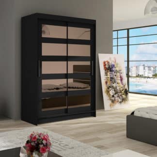 Šatní skříň MIAMII IV, černý mat/zrcadlo