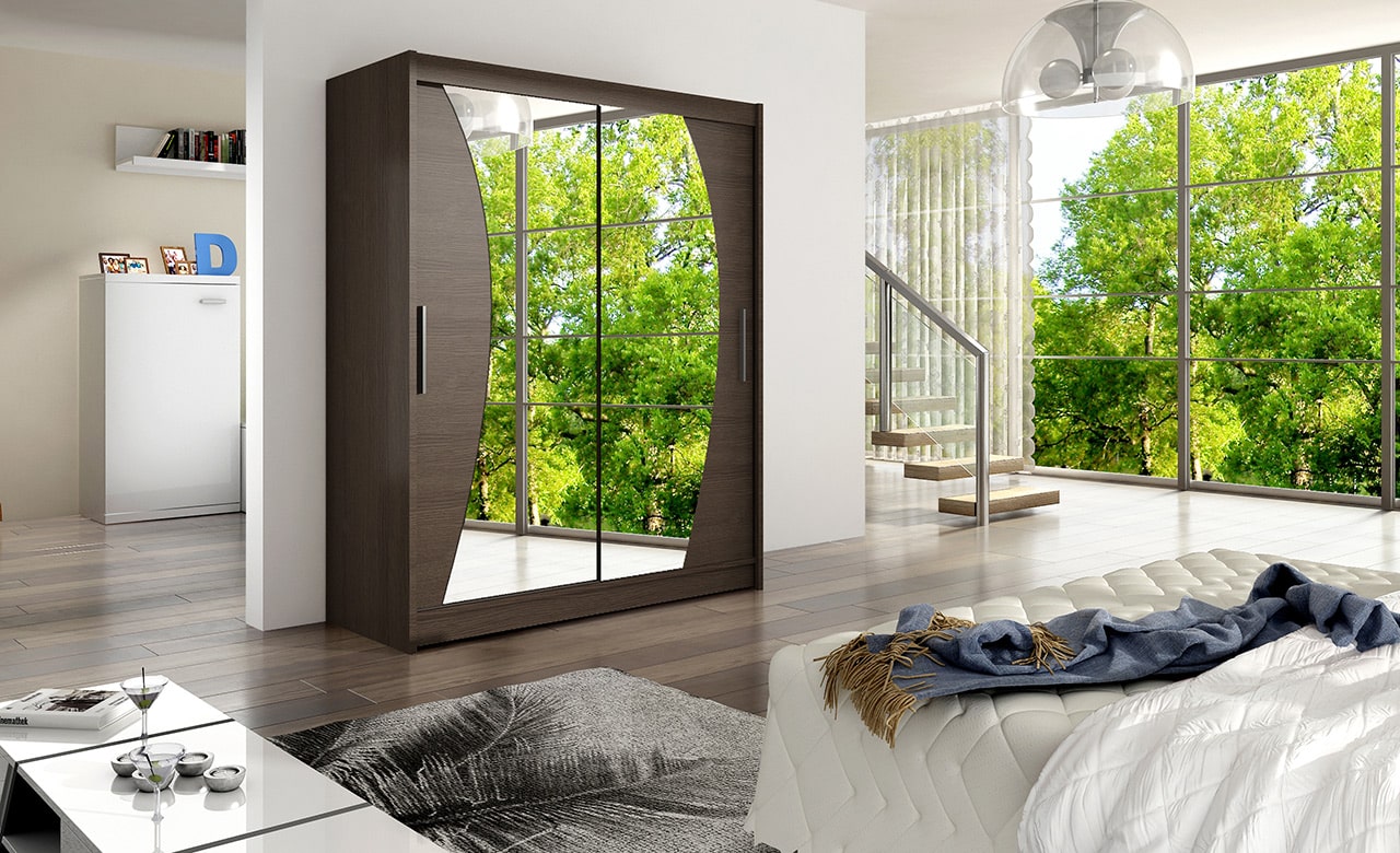 Šatní skříň WESTA X, choco/zrcadlo