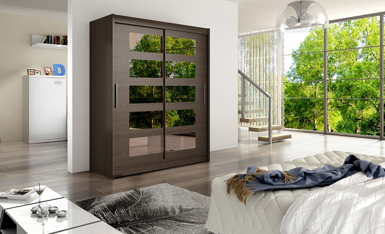 Šatní skříň WESTA V, choco/zrcadlo