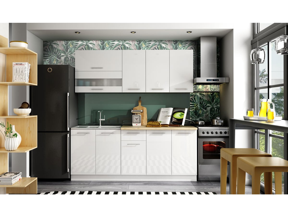 Kuchyně TIFFANY 200 cm, bílý lesk