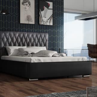 Čalouněná postel TOKIO 140x200 cm, černá látka/černá ekokůže