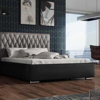 Čalouněná postel TOKIO 140x200 cm, stříbrná látka/černá ekokůže