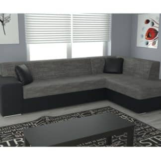 Rohová sedačka COMO pravá, šedá látka/černá ekokůže