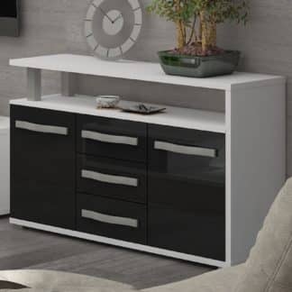 ANGEL komoda 2D3S, bílá/černý lesk