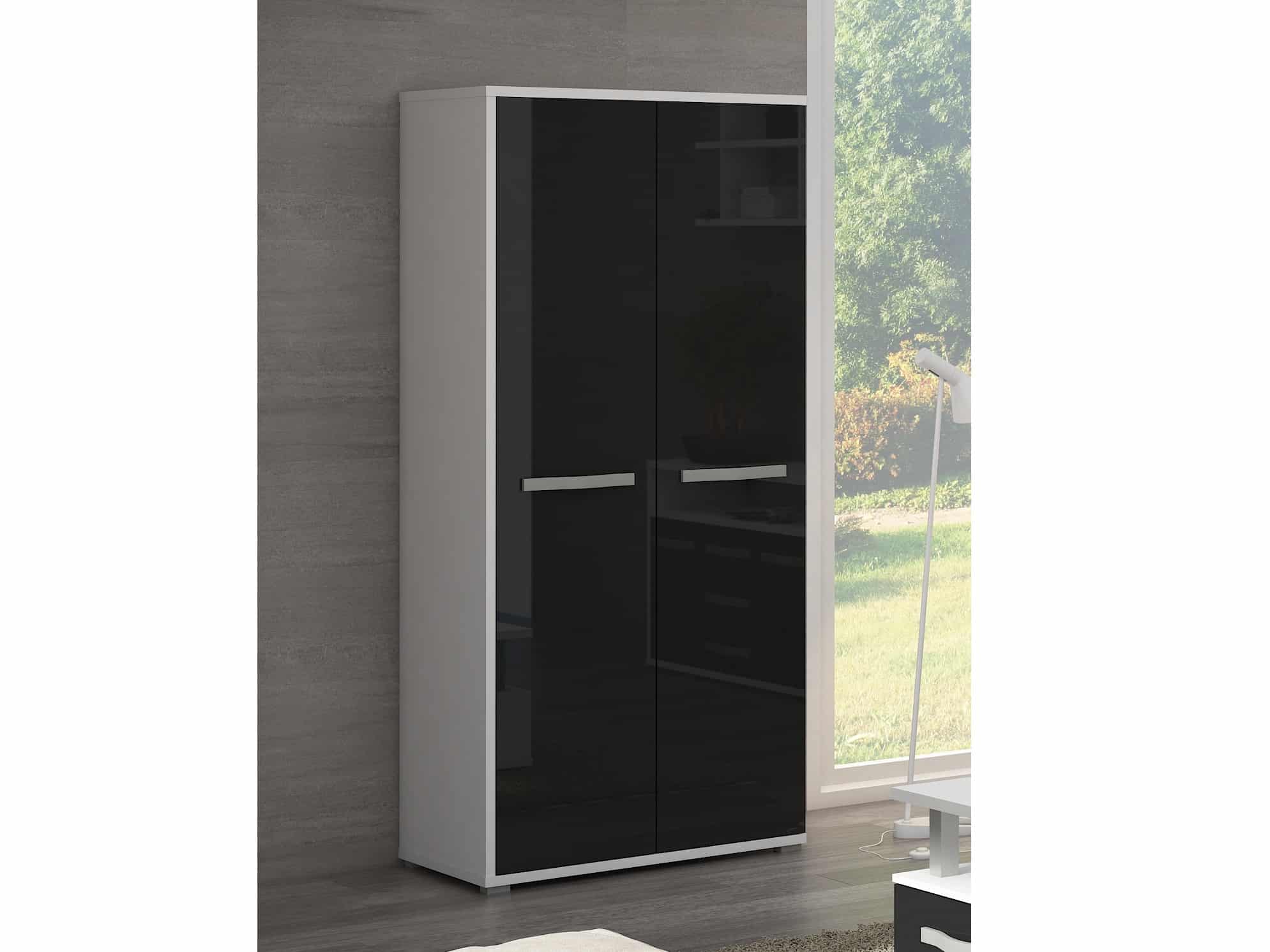 ANGEL skříň 2D, bílá/černý lesk