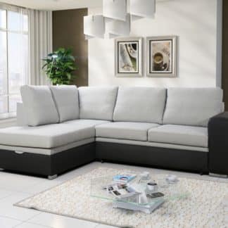 Rohová sedačka WESTPOINT 2 levá, světle šedá látka/černá ekokůže