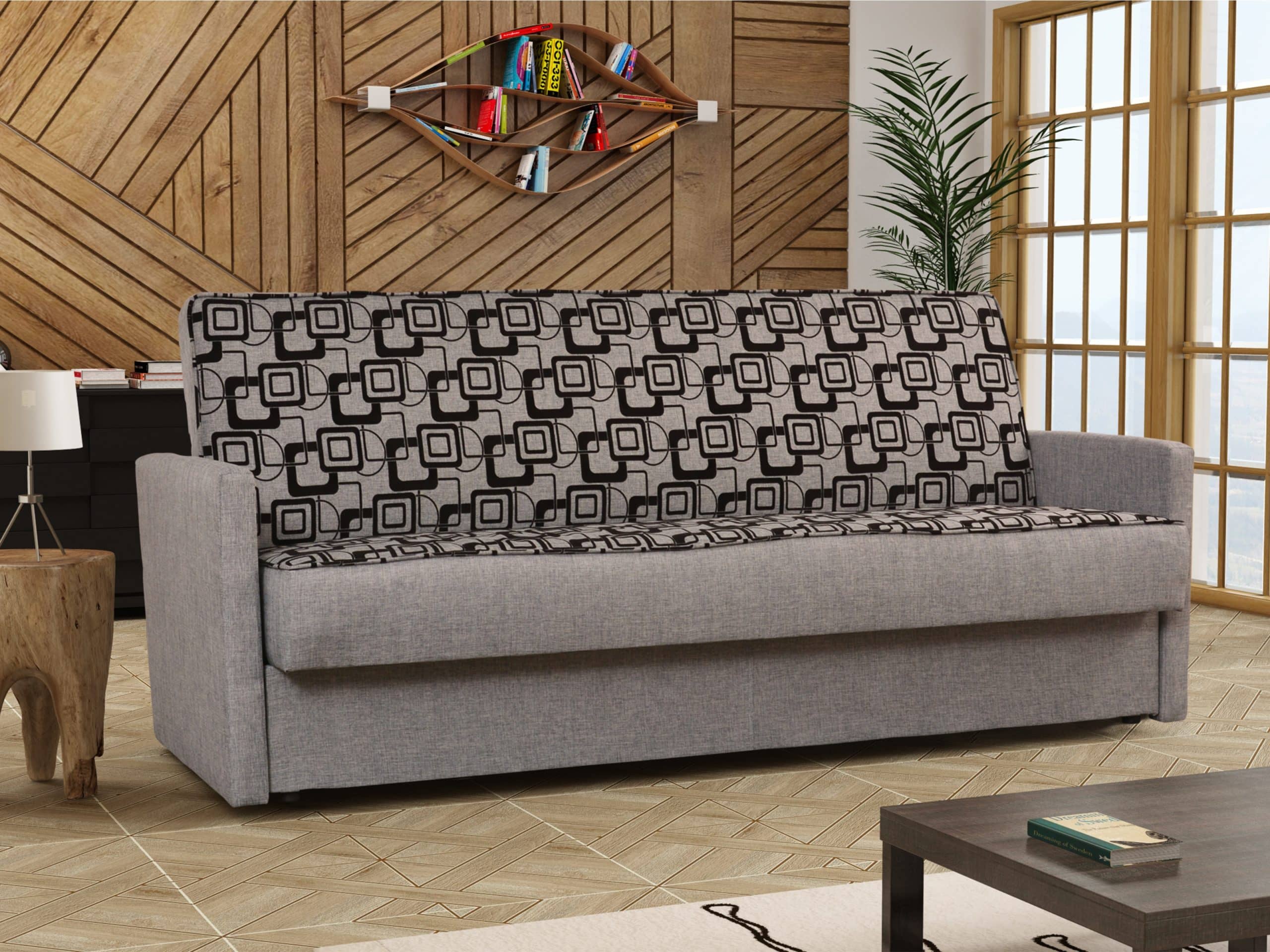 Pohovka FELIX 1, šedá látka s potiskem/šedá látka