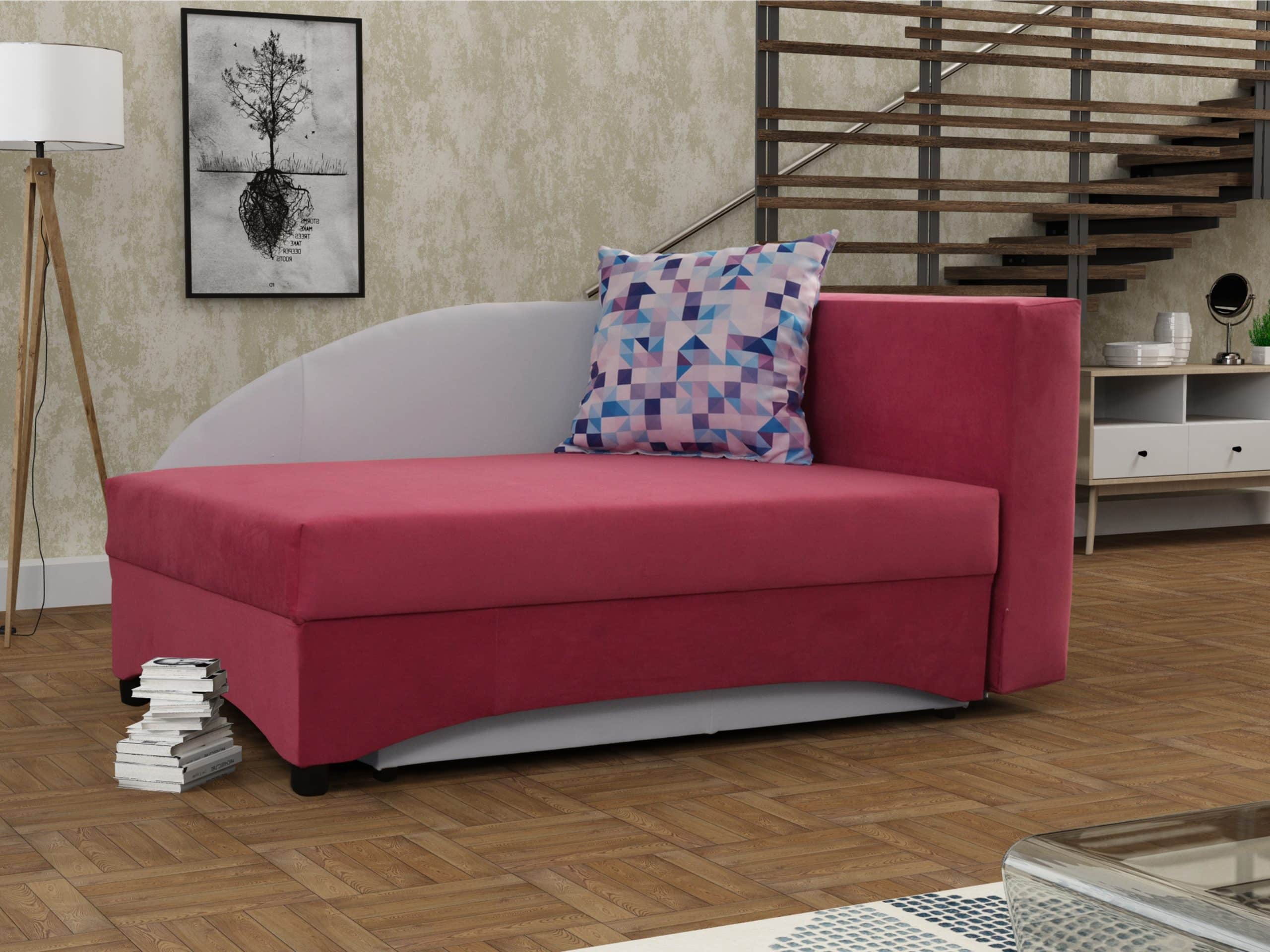 Pohovka LENA 1 pravá, červená látka/bílá ekokůže