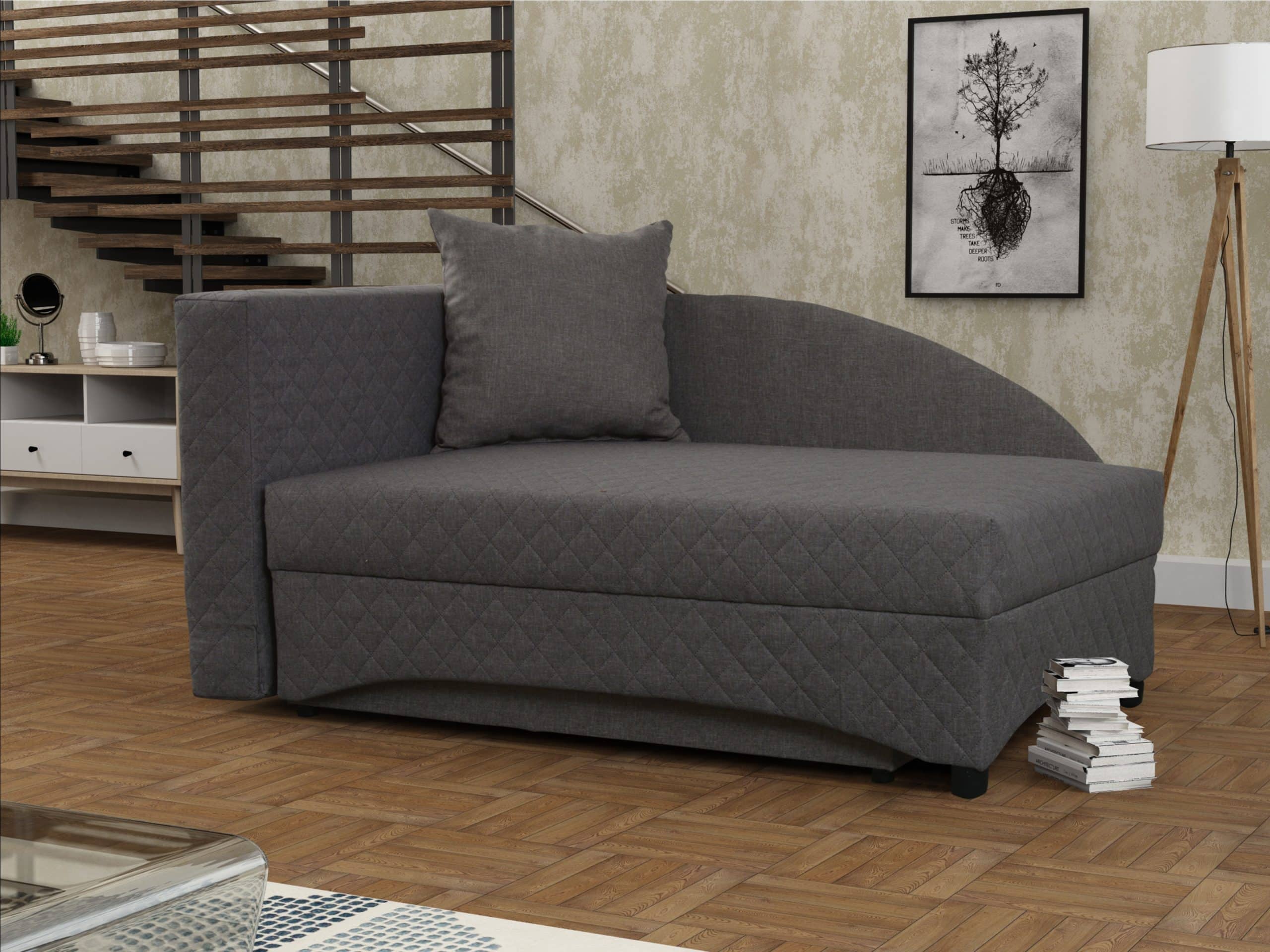 Pohovka LENA 2 levá, šedá látka s prošitím/šedá látka