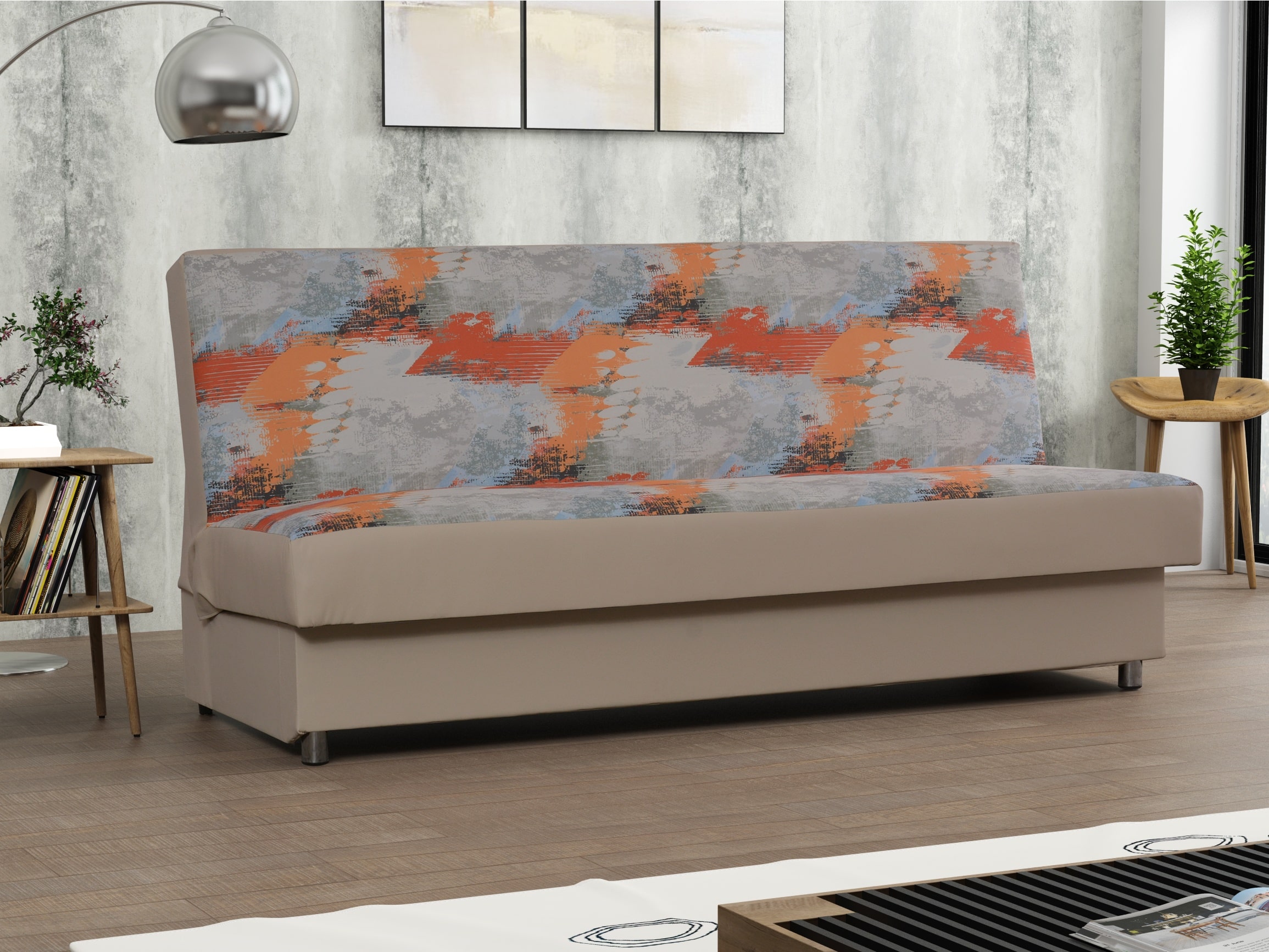 Pohovka SALSA 1, látka se vzorem/béžová ekokůže