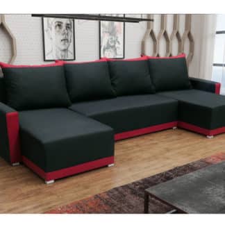 Rohová sedačka BRAGA U, černá látka/červená látka