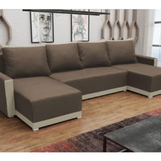 Rohová sedačka BRAGA U, čokoládově hnědá látka/krémová látka