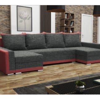 Rohová sedačka MADRYT U, černá látka/červená látka