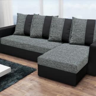 Rohová sedačka PRAGA, šedá látka/černá ekokůže