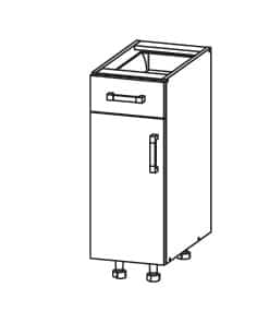 SOLE dolní skříňka D1S 30 SMARTBOX levá, korpus šedá grenola, dvířka bílý lesk