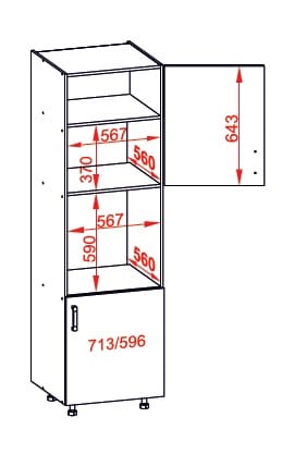 SOLE vysoká skříň DPS60/207 pravá, korpus bílá alpská, dvířka bílý lesk