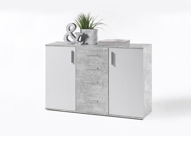 POPPY 5 komoda, bílá / beton