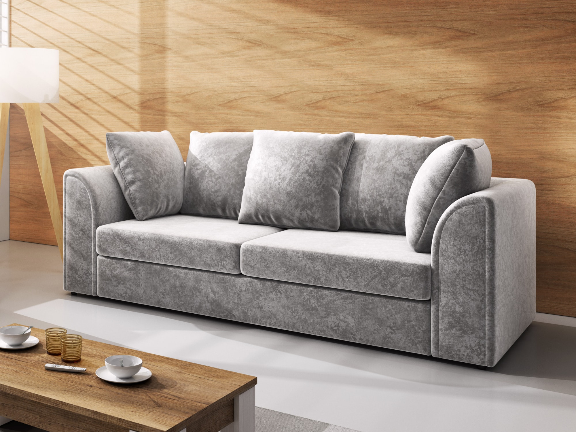 Trojsedák DYLAN 3, světle šedá látka