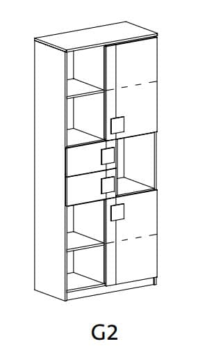 GIMMI, kombinovaná skříň G2, dub santana/červená