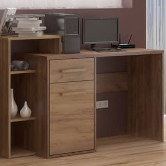 Psací stůl L RIO 03, craft tobaco/craft zlatý