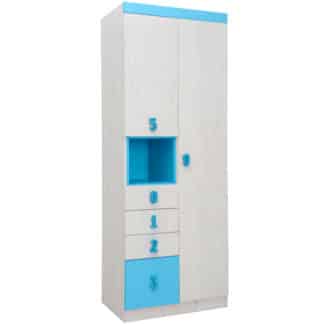 NUMERO SKŘÍŇ O2V4F, dub bílý / modrá