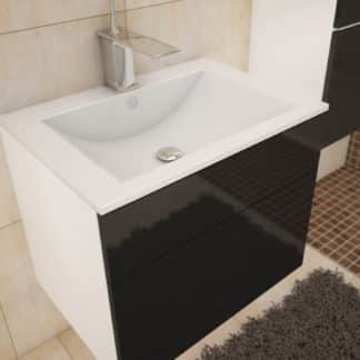 PORTO, skříňka pod umyvadlo, bílá/černý lesk