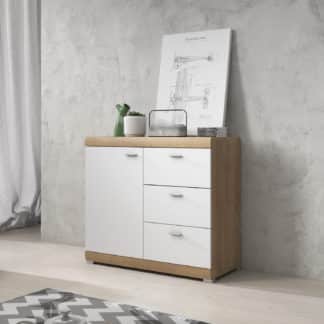 Skříň STELLA, dub riviera/bílý mat