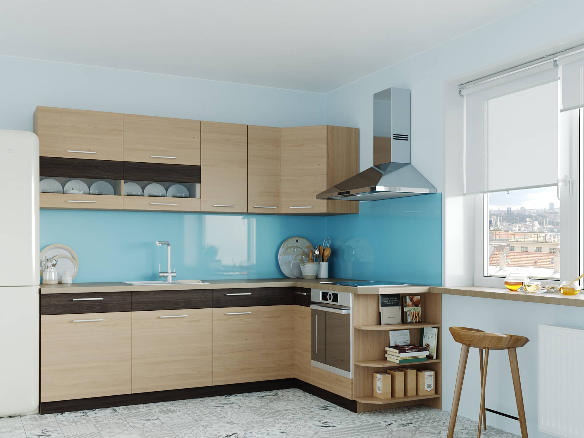Rohová kuchyně MODENA 250x170, rijeka světlá