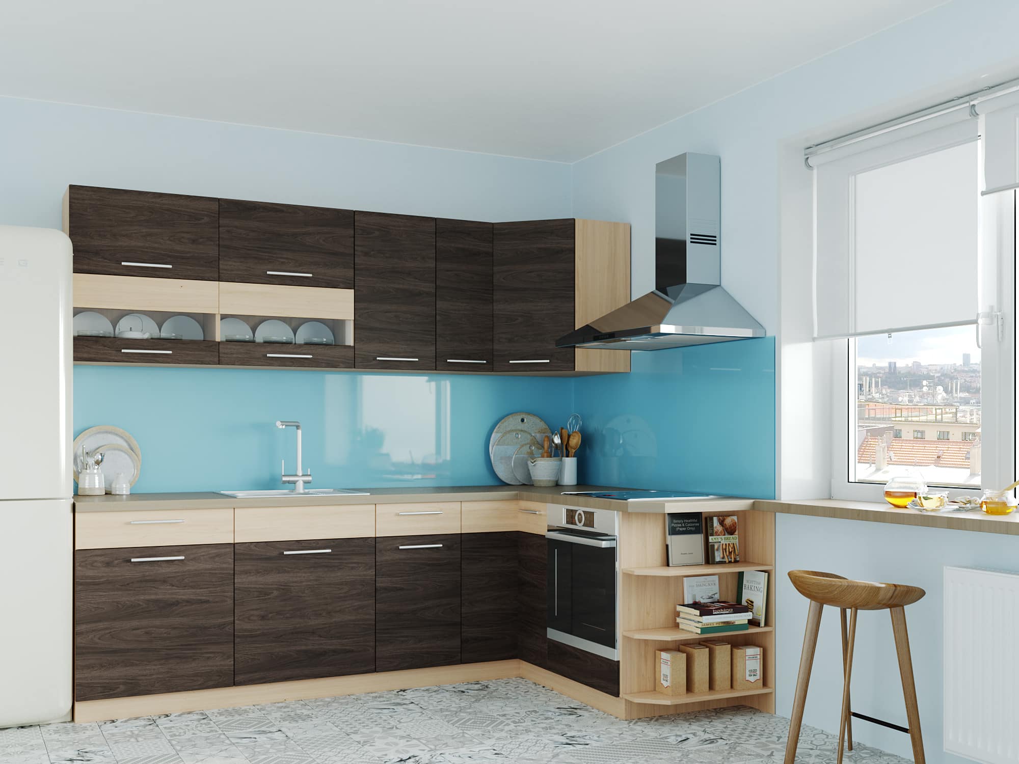 Rohová kuchyně MODENA 250x170, rijeka tmavá
