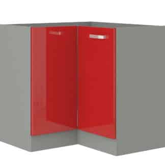 ROSE, skříňka dolní rohová 83/83 cm, 90/90 DN BB, šedá / červený lesk