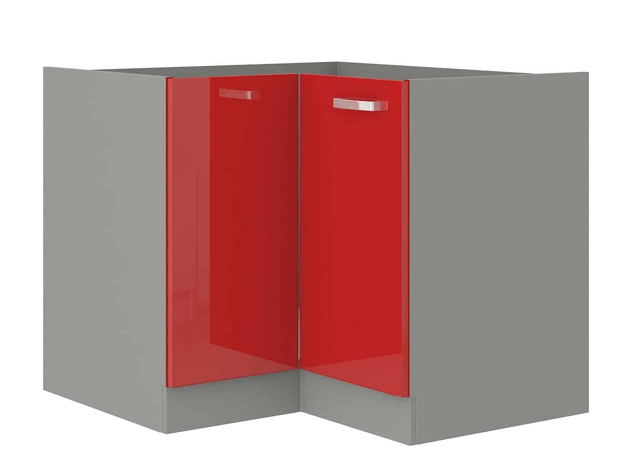 ROSE, skříňka dolní rohová 83/83 cm, 90/90 DN BB, šedá / červený lesk
