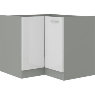 BIANKA, skříňka dolní rohová 83/83 cm, 90/90 DN BB, šedá / bílý lesk