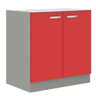 ROSE, skříňka pod dřez 80 ZL 2F BB, šedá / červený lesk