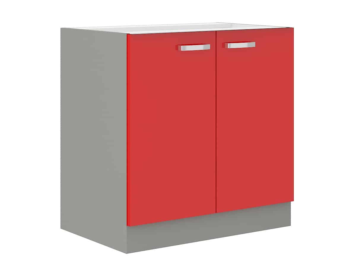 ROSE, skříňka pod dřez 80 ZL 2F BB, šedá / červený lesk