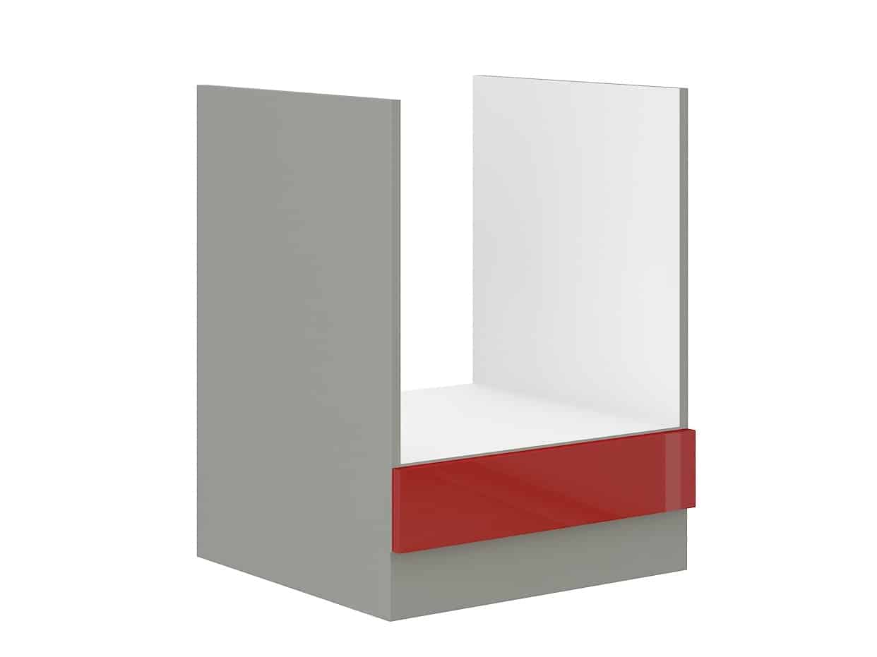 ROSE, skříňka pro vestavnou troubu 60 D GAZ BB, šedá / červený lesk