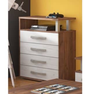 ANGEL komoda 4S, craft tobaco/craft bílý