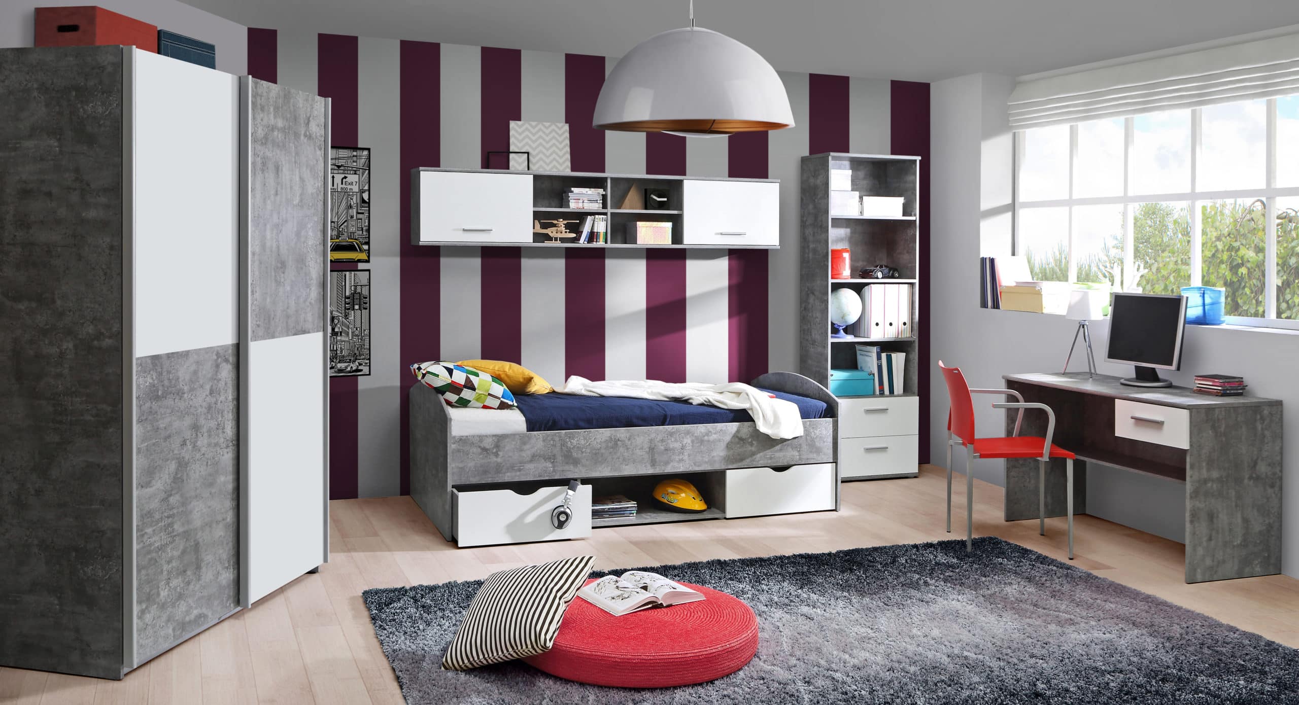 Dětský pokoj LUPO, beton/bílá