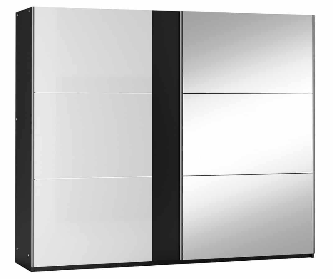 Šatní skříň TUNIS 250, černá/bílá lesk