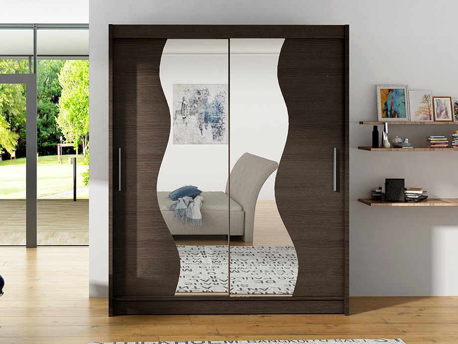 Šatní skříň BEGA S, choco/zrcadlo