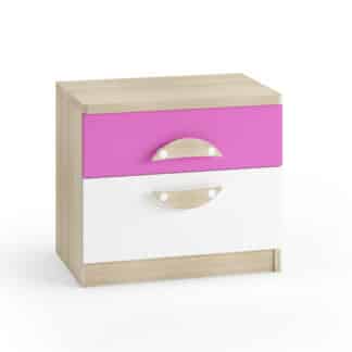 TENUS II noční stolek, dub sonoma/růžová/bílá