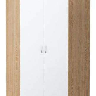Rohová šatní skříň ALEX, dub sonoma/bílá