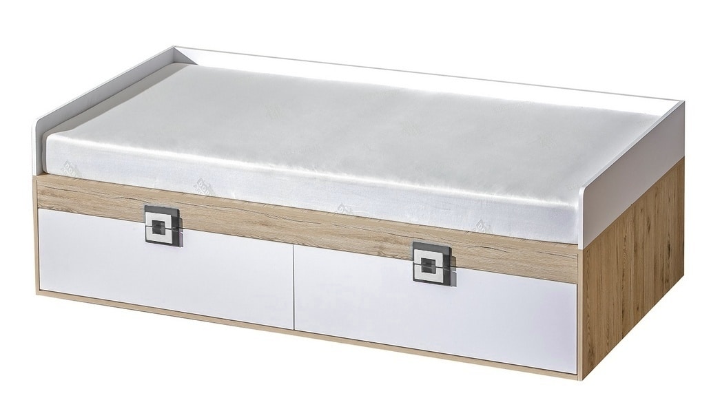 Postel 90x200 NIKO 14, dub jasný/bílá/popel