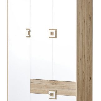 Šatní skříň 3-dveřová NIKO 3, dub jasný/bílá