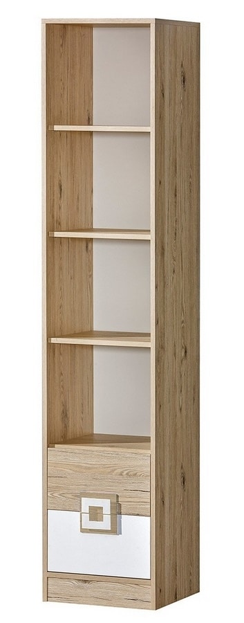 Regál se zásuvkami NIKO 6, dub jasný/bílá