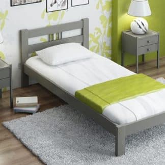 Postel NIKOLA 90x200 s roštem, masiv borovice/moření šedá