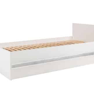 N19 - Postel 90x200 cm NEO N19 s LED osvětlením, vysoký bílý lesk/beton