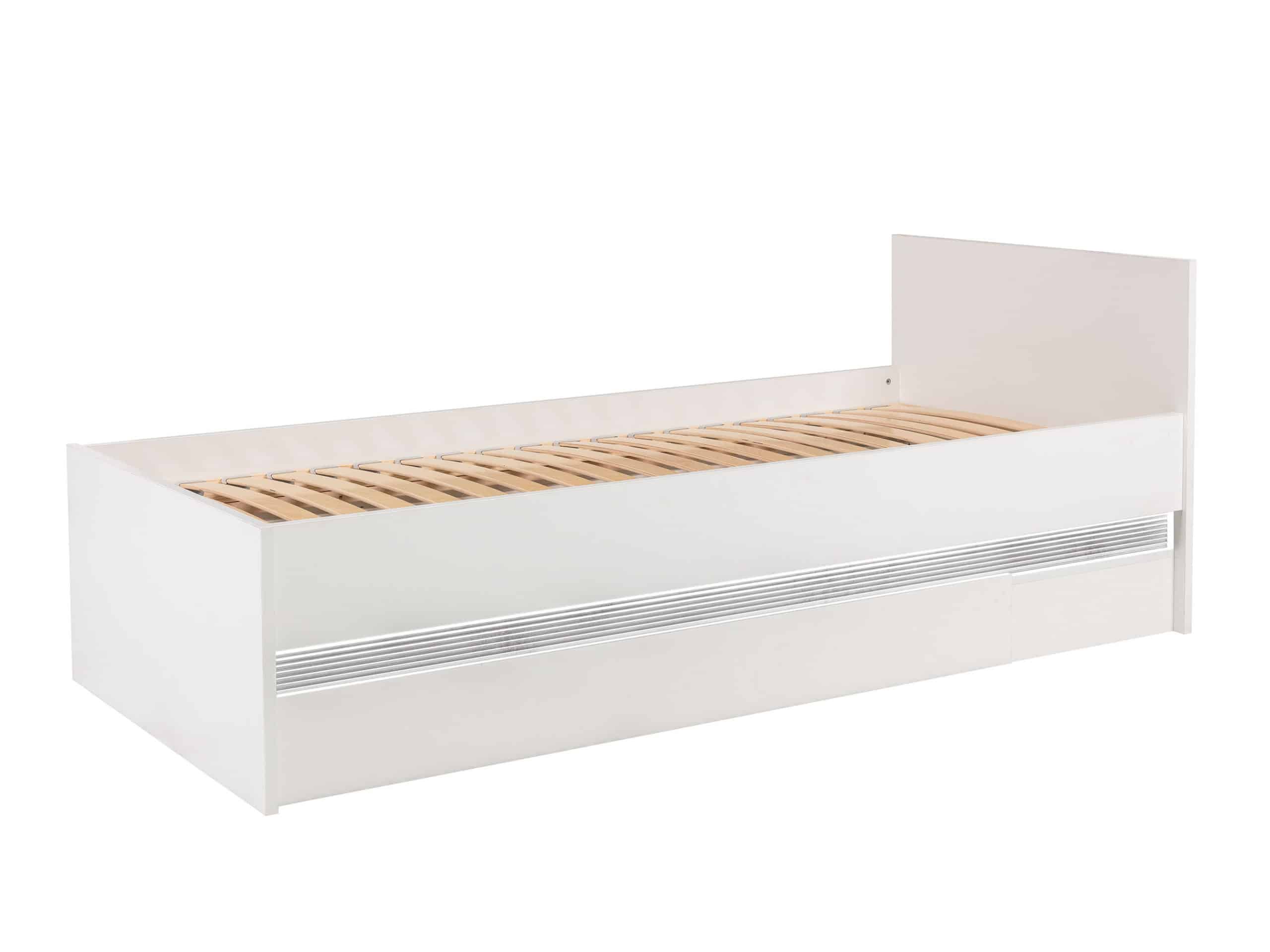 N19 - Postel 90x200 cm NEO N19 s LED osvětlením, vysoký bílý lesk/beton