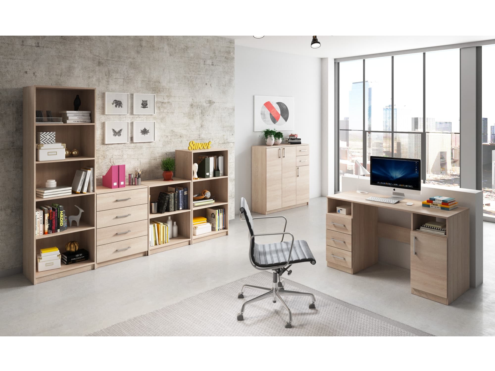 Kancelářská sestava ARTA 01, dub sonoma světlý