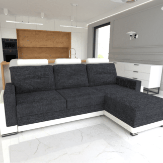 Rohová sedačka COVER, pravá, černá/bílá