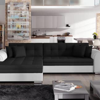 Rohová sedačka SORENTO SO_35, levá, černá látka/bílá ekokůže